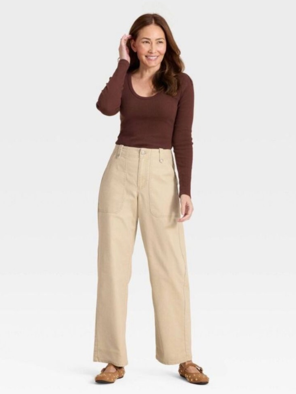 Universal Thread Women's Mid-Rise Straight Leg Cargo Pants - Tan Size 2